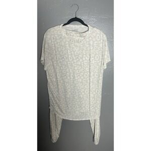 Women's LATES BY KATE P.J Set Cream Subtle Leopard Print Size XL Modal Blend